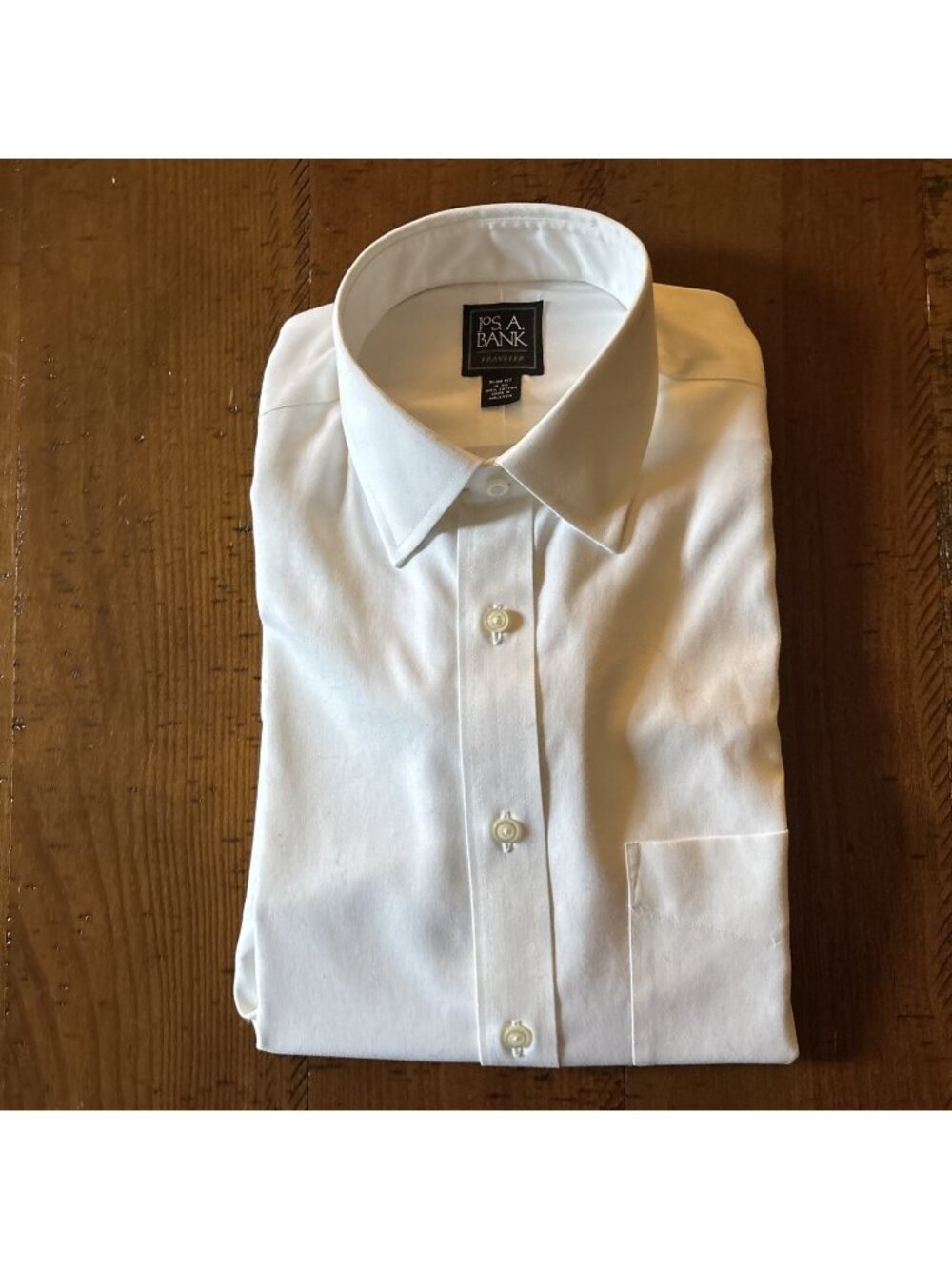 Jos A Bank White Travel Shirt Slim Fit 15 /34 New 100% Cotton